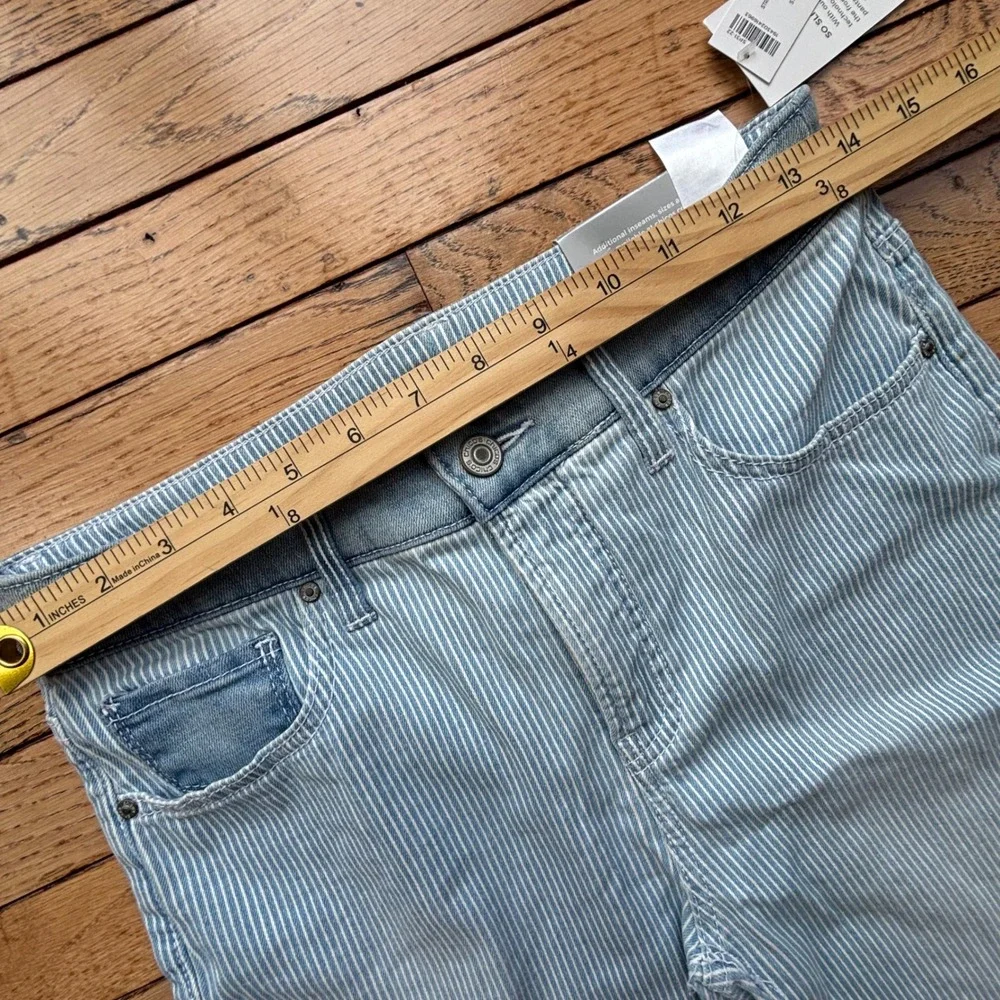 Chicos So Slimming Girlfriend Slim‎ Leg Stripe Dbl Fray Ankle Jeans 00R NWT